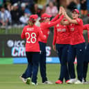 England celebrate the wicket of Deepti Sharma