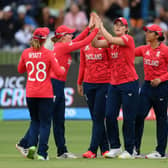 England celebrate the wicket of Deepti Sharma