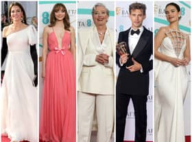 Best dressed celebrities at the BAFTAs 2023 including Kate Middleton, Madeleine Arthur, Emma Thompson, Austin Butler and Lily James.