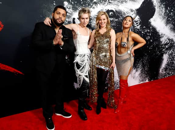 O'Shea Jackson Jr., Aaron Holliday, Elizabeth Banks and Kahyun Kim attend the Los Angeles premiere of Universal Pictures' "Cocaine Bear" at Regal LA Live on February 21, 2023 in Los Angeles, California. (Photo by Frazer Harrison/Getty Images)