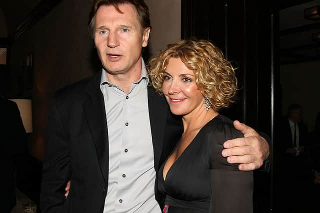Actor Liam Neeson (L) and Actress Natasha Richardson (R) attend the Chanel Dinner held at the Greenwich Hotel during the 2008 Tribeca Film Festival on April 28, 2008 in New York City. (Photo by Andrew H. Walker/Getty Images for Chanel)