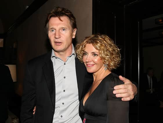 Actor Liam Neeson (L) and Actress Natasha Richardson (R) attend the Chanel Dinner held at the Greenwich Hotel during the 2008 Tribeca Film Festival on April 28, 2008 in New York City. (Photo by Andrew H. Walker/Getty Images for Chanel)