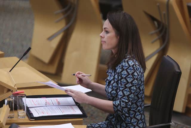 Finance Secretary Kate Forbes giving a ministerial statement at the Scottish Parliament at Holyrood, Edinburgh. Credit: PA