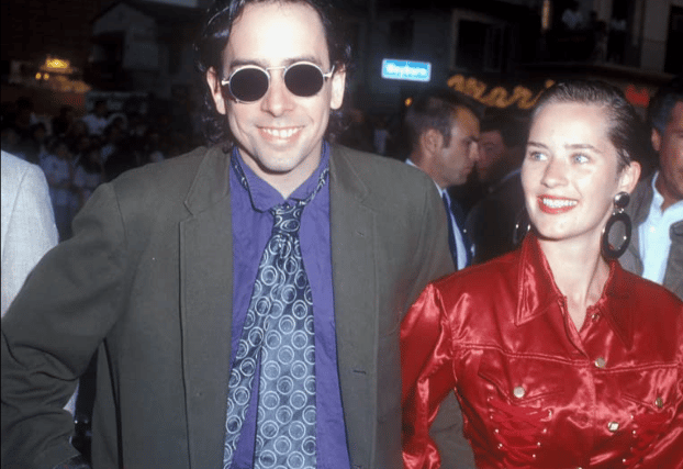 Tim Burton and Lena Gieseke at a premiere for his 1989 film, Batman (Credit: Barry King)