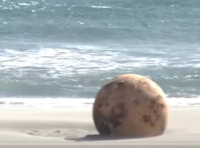 Mystery as metal ball washes up on beach in Japan (NHK World Japan)