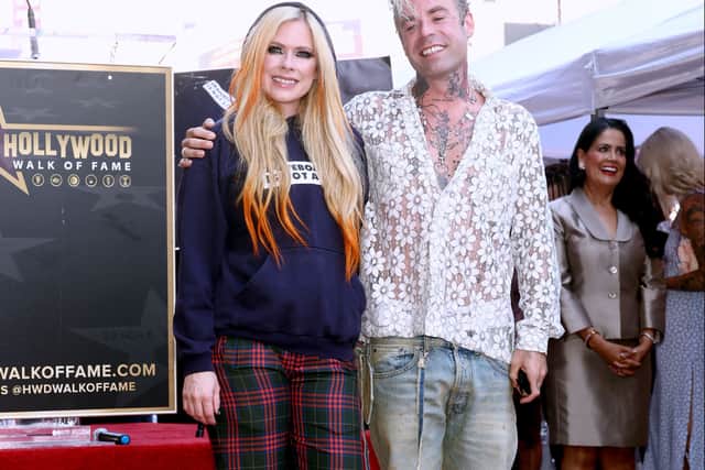  (L-R) Avril Lavigne and Mod Sun attend the Hollywood Walk of Fame Star Ceremony celebrating Avril Lavigne on August 31, 2022 in Los Angeles, California. (Photo by Emma McIntyre/Getty Images)