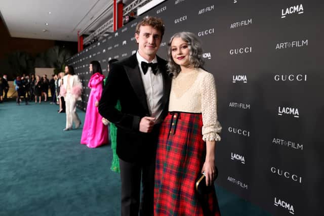 Paul Mescal, wearing Gucci, and Phoebe Bridgers, wearing Gucci, attend the 10th Annual LACMA ART+FILM GALA honoring Amy Sherald, Kehinde Wiley, and Steven Spielberg presented by Gucci at Los Angeles County Museum of Art on November 06, 2021 in Los Angeles, California. (Photo by Rich Fury/Getty Images for LACMA)
