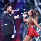 Recording artists The Weeknd (L) and Ariana Grande perform onstage during KIIS FM's Jingle Ball 2014  powered by LINE at Staples Center on December 5, 2014 in Los Angeles, California.  (Photo by Kevin Winter/Getty Images for iHeartMedia)