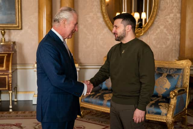  King Charles met with Ukrainian President Volodymyr Zelensky at Buckingham Palace during his surprise visit to the UK this month  (Photo by Aaron Chown - Pool/Getty Images).