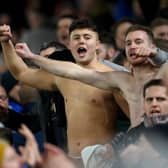 Newcastle United fans celebrate victory after the Carabao Cup Semi Final 1st Leg match between Southampton and Newcastle United at St Mary's Stadium on January 24, 2023
