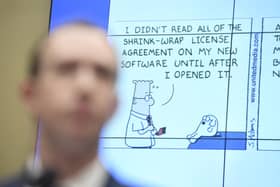 Dilbert comic strip has been dropped by US newspapers.  (Photo credit should read SAUL LOEB/AFP via Getty Images)