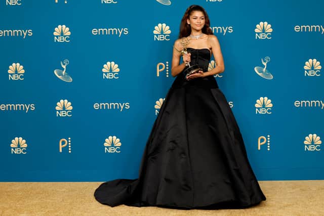 Zendaya stunned in a custom made Valentino gown for the 2022 Emmys, Photograph by Getty