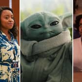 Quinta Brunson as Janine in Abbott Elementary; Baby Yoda as Themself in The Mandalorian; Mallori Johnson as Dana James in Kindred (Credit: Disney+/NationalWorld Graphics)