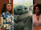 Quinta Brunson as Janine in Abbott Elementary; Baby Yoda as Themself in The Mandalorian; Mallori Johnson as Dana James in Kindred (Credit: Disney+/NationalWorld Graphics)