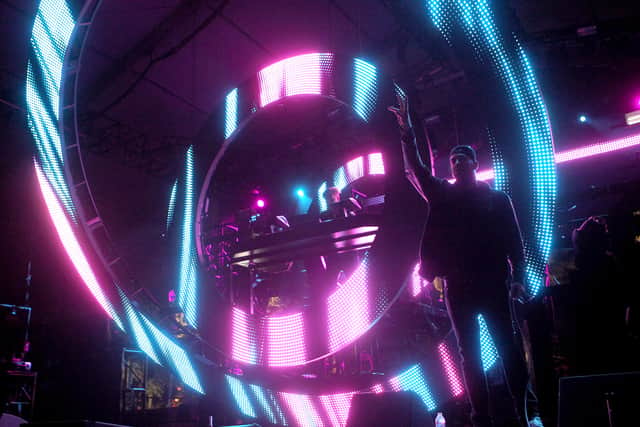 Sub Focus performs  during day 2 of the 2012 Coachella Valley Music & Arts Festival at the Empire Polo Field on April 14, 2012 in Indio, California.  (Photo by Karl Walter/Getty Images for Coachella)