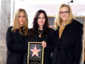 (L-R) Jennifer Aniston, Courteney Cox and Lisa Kudrow attend the Hollywood Walk of Fame Star Ceremony for Courteney Cox (Photo: Getty Images)