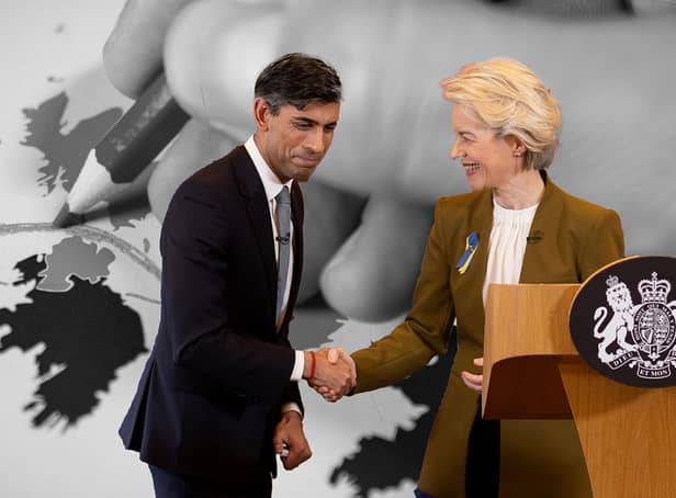 Rishi Sunak and European Commission President Ursula von der Leyen yesterday announced their new ‘Windsor Framework’.  Now, they have to win over hardline Tory Brexiteers and the DUP. Credit: Kim Mogg / NationalWorld