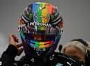 Lewis Hamilton wore a rainbow helmet on the Formula 1 circuit in 2021 (Image: Getty Images)