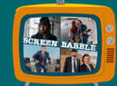 The orange Screen Babble television, featuring images from Django, Daisy Jones & The Six, Broadchurch, and Servant of the People (Credit: Kim Mogg/NationalWorld Graphics)