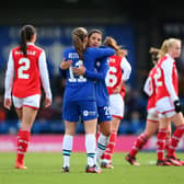 Sam Kerr and Guro Reiten celebrate victory over Arsenal in FA Cup fifth round