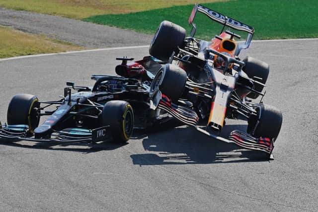 Verstappen and Hamilton crash in the 2021 Monza Grand Prix