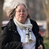 Auriol Grey arriving at Peterborough Crown Court, Cambridgeshire, for sentencing for the manslaughter of 77-year-old cyclist who had “angered” her by being on the pavement. Grey, 49, gestured in a “hostile and aggressive way” towards Celia Ward who fell into the path of an oncoming car in Huntingdon on 20 October 2020 (Images: PA / handout)