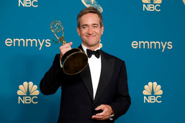 Matthew Macfadyen, winner of the Outstanding Supporting Actor in a Drama Series award for Succession, poses in the press room during the 74th Primetime Emmys at Microsoft Theater on September 12, 2022 in Los Angeles, California. (Photo by Frazer Harrison/Getty Images)