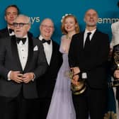 Cast and Crew of Succession, winners of Outstanding Drama Series, pose in the press room during the 74th Primetime Emmys at Microsoft Theater on September 12, 2022 in Los Angeles, California. (Photo by Frazer Harrison/Getty Images)