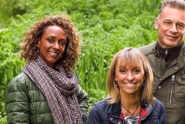 BBC Springwatch presenters, Gillian Burke, Michaela Strachan and Chris Packham.