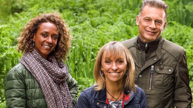BBC Springwatch presenters, Gillian Burke, Michaela Strachan and Chris Packham.