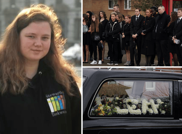 Leah Croucher was laid to rest in Milton Keynes four years after her remains were found in a property in October 2022. (Credit: PA)