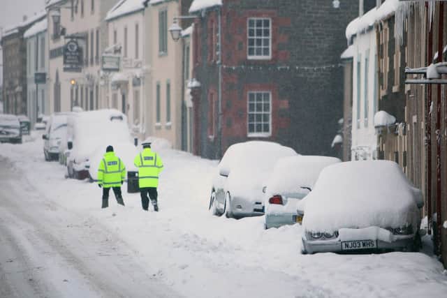 Snow is expected in parts of Scotland on Sunday. (Photo by Jeff J Mitchell/Getty Images)