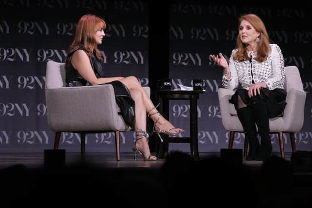 Sarah Ferguson, Duchess of York and Samantha Barry speak onstage at Sarah Ferguson, Duchess of York In Conversation With Samantha Barry at The 92nd Street Y New York, on March 06, 2023 in New York City. (Photo by Michael Loccisano/Getty Images)