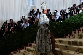 Rihanna arrives for the 2018 Met Gala on May 7, 2018, at the Metropolitan Museum of Art in New York (Credit: HECTOR RETAMAL/AFP via Getty Images)