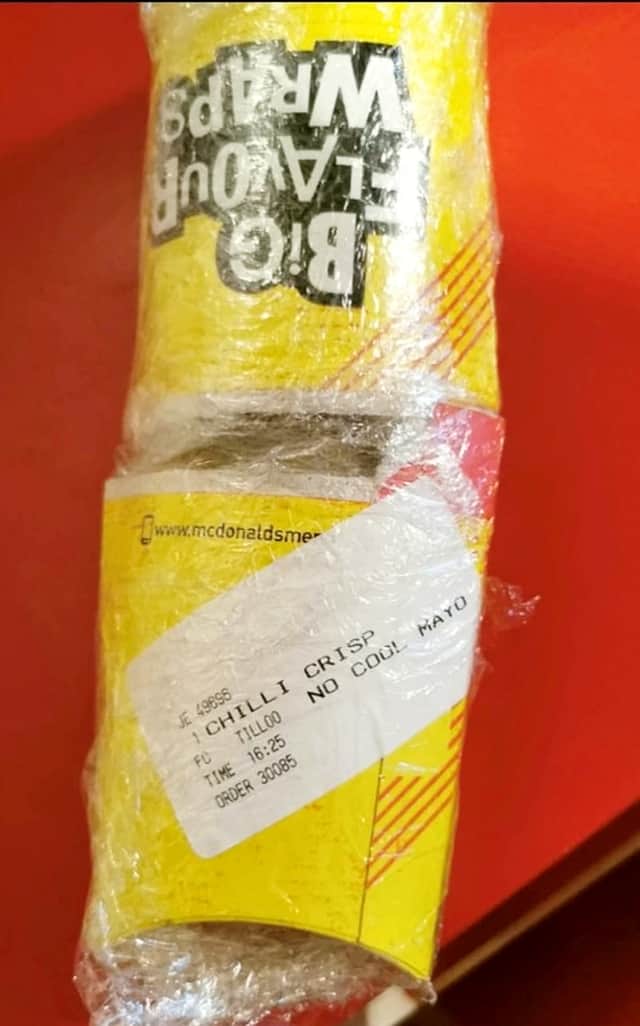 The label on the wrap said there was no mayonnaise (Photo: Holly Carr / SWNS)