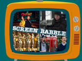 The orange Screen Babble television, featuring images from Cheat, The Last of Us, Ted Lasso, and the Oscars (Credit: NationalWorld Graphics)