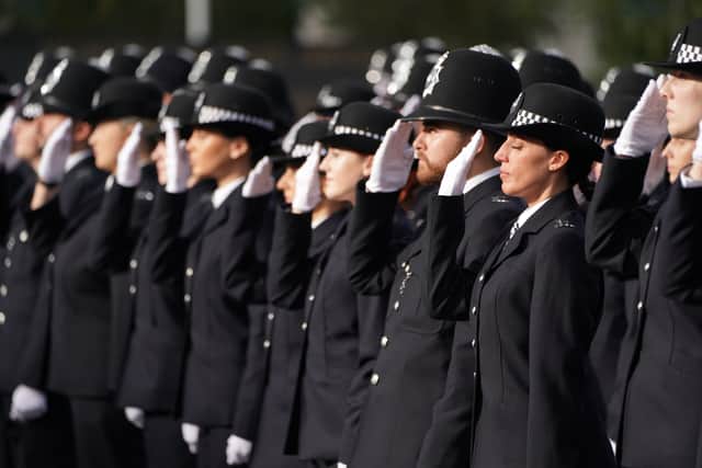 New police recruits during a passing-out parade at Hendon Police Academy, London (Photo: PA/Kirsty O’Connor)