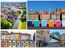 Cambridge, Brighton, Newcastle and Bristol (clockwise from top left) ranked highly in the list of happiest places to work (Images: Adobe)