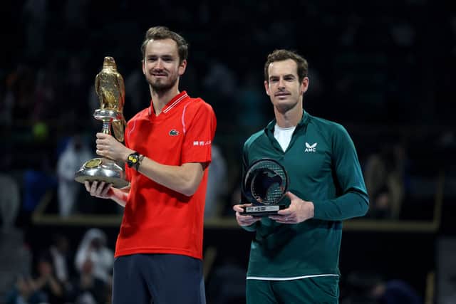 Murray celebrates coming runner-up to Daniil Medvedev at Qatar Open last month