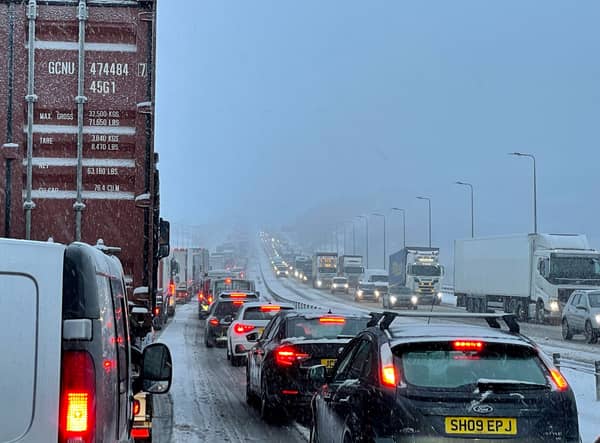 Traffic at a standstill on the M62 motorway near Kirklees, West Yorkshire (Photo: PA)