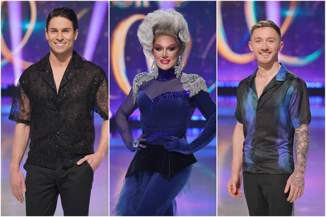 L-R: Joey Essex, The Vivienne and Nile Wilson, the three finalists of Dancing on Ice 2023 (Photos: ITV)