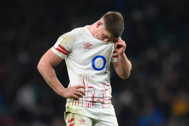 Owen Farrell of England looks dejected after a record home defeat(Photo by Shaun Botterill/Getty Images)