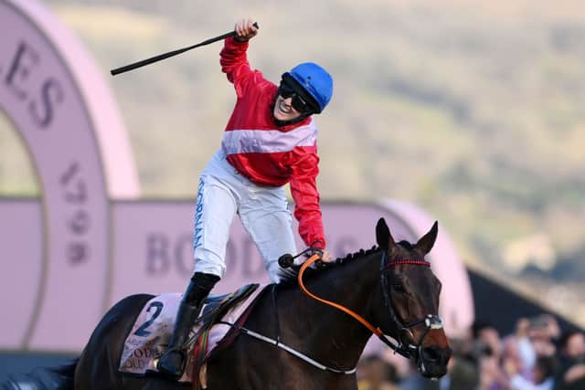 Blackmore winning the 2022 Gold Cup, becoming first female jockey to do so