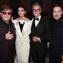 (L-R) Elton John, Lisa Rinna, Harry Hamlin, and David Furnish attend the Elton John AIDS Foundation's 31st Annual Academy Awards Viewing Party on March 12, 2023 in West Hollywood, California. (Photo by Jamie McCarthy/Getty Images for Elton John AIDS Foundation)