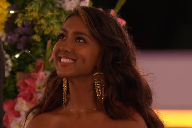 Sanam accidentally let slip the L-bomb during an interview with host Maya Jama (Photo: ITV)