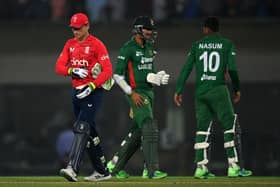 Jos Buttler leaves the field after losing the second T20 against Bangladesh