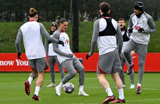 Liverpool in training ahead of Champions League last 16