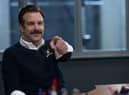 Jason Sudeikis as Ted Lasso in Ted Lasso Season 2, pointing right at you (Credit: Apple TV+)