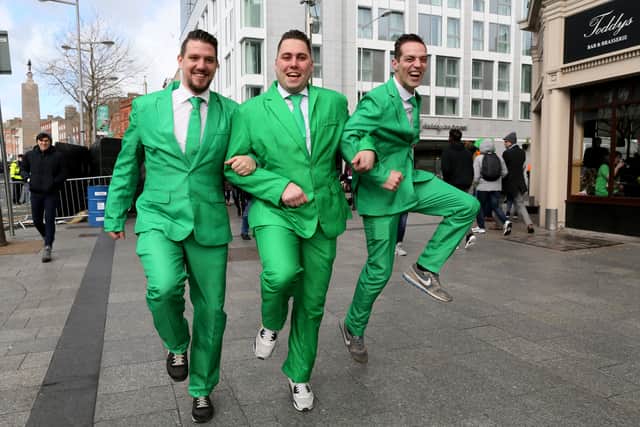 Spectators line the route during the annual St Patricks Day parade through the city centre of Dublin. Picture: PAUL FAITH/AFP via Getty Images