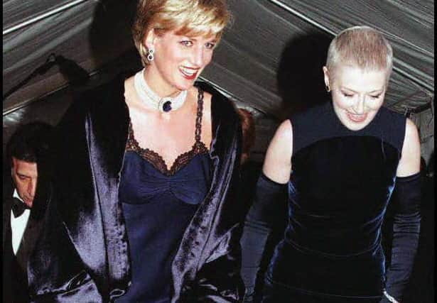 NEW YORK, UNITED STATES:  Diana Princess of Wales (left) with her close friend, Liz Tilberis arrive at the Metropolitan Museum of Art, in New York for the Costume Institute Ball this Evening. (Photo credit should read JOHN STILLWELL/AFP via Getty Images)